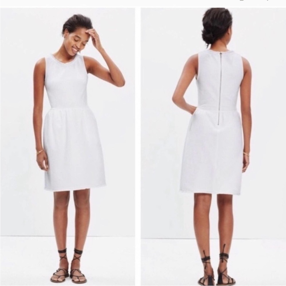 Madewell White Fringe Sleeveless Dress